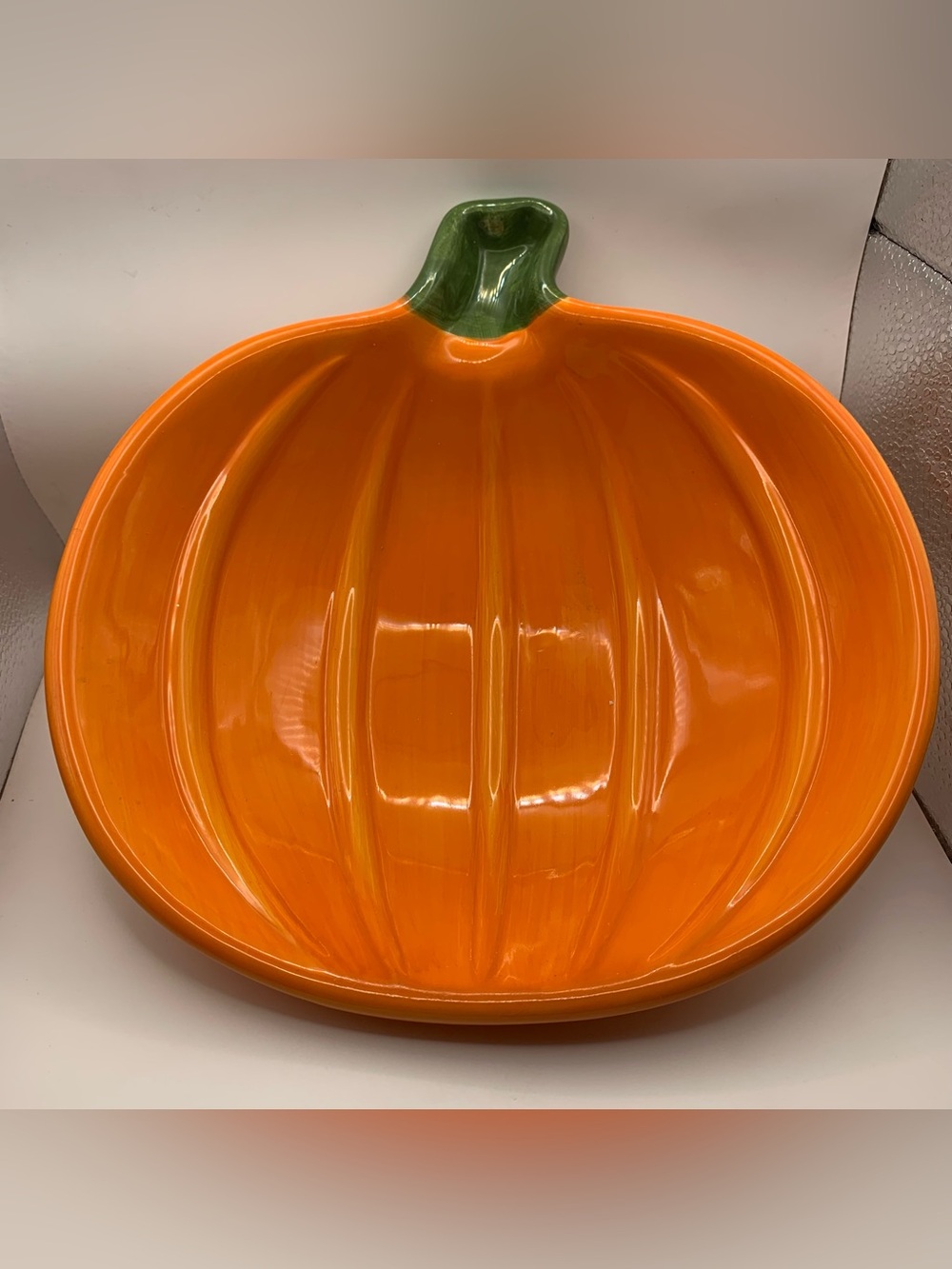 Restoration Hardware 2002 Ceramic Pumpkin Candy Dish 10”x10” Halloween